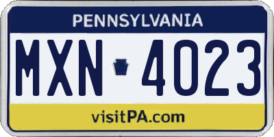 PA license plate MXN4023