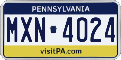 PA license plate MXN4024