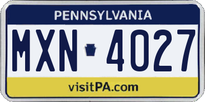 PA license plate MXN4027