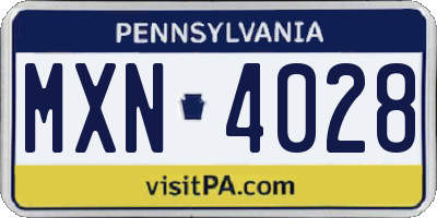 PA license plate MXN4028