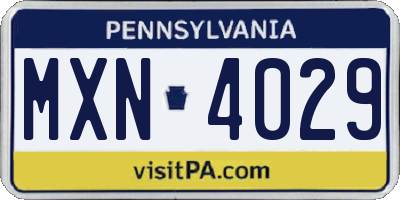 PA license plate MXN4029