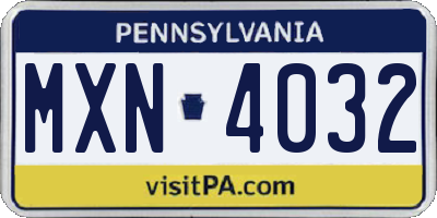 PA license plate MXN4032