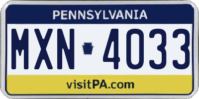PA license plate MXN4033