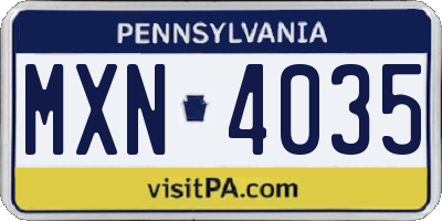 PA license plate MXN4035