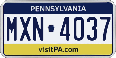 PA license plate MXN4037