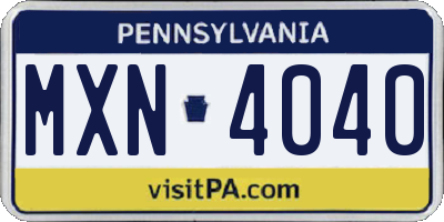 PA license plate MXN4040