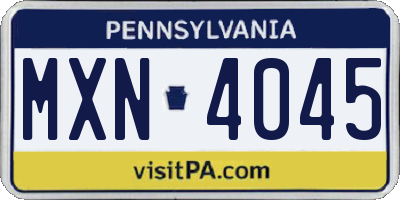 PA license plate MXN4045