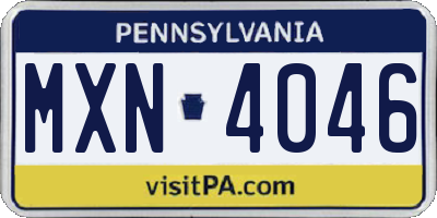 PA license plate MXN4046