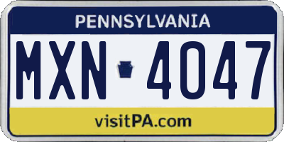 PA license plate MXN4047