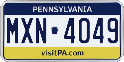 PA license plate MXN4049