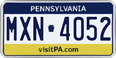 PA license plate MXN4052