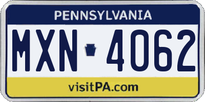PA license plate MXN4062