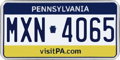 PA license plate MXN4065