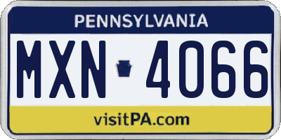 PA license plate MXN4066