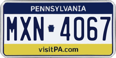 PA license plate MXN4067