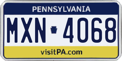 PA license plate MXN4068