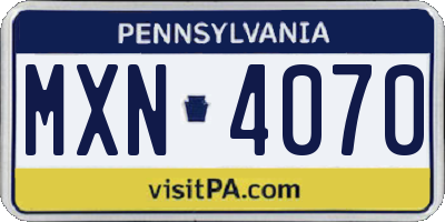 PA license plate MXN4070