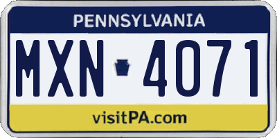 PA license plate MXN4071