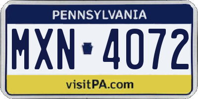 PA license plate MXN4072