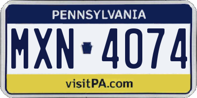 PA license plate MXN4074