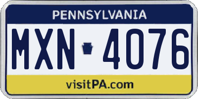 PA license plate MXN4076
