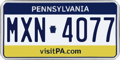 PA license plate MXN4077