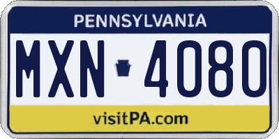 PA license plate MXN4080