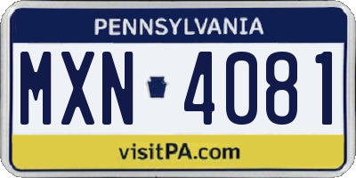 PA license plate MXN4081