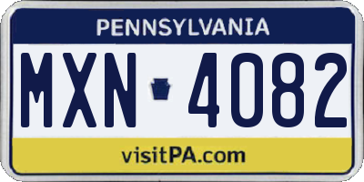 PA license plate MXN4082
