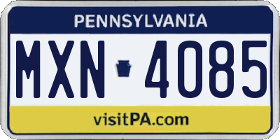 PA license plate MXN4085