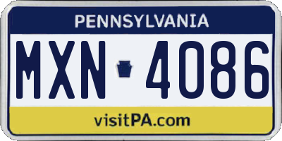 PA license plate MXN4086