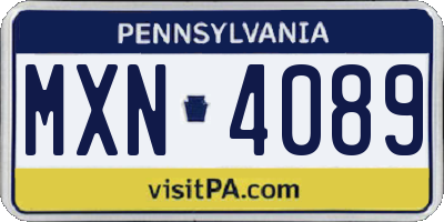 PA license plate MXN4089