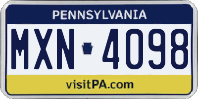 PA license plate MXN4098