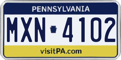 PA license plate MXN4102