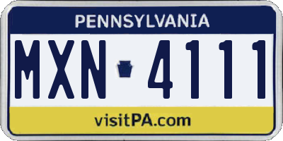 PA license plate MXN4111