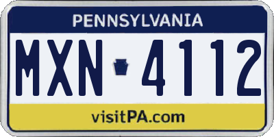 PA license plate MXN4112