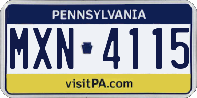 PA license plate MXN4115