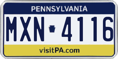 PA license plate MXN4116