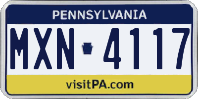 PA license plate MXN4117