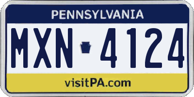 PA license plate MXN4124