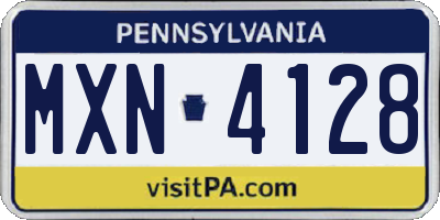 PA license plate MXN4128