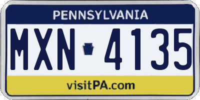 PA license plate MXN4135