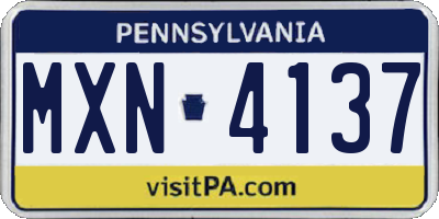 PA license plate MXN4137