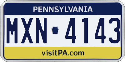 PA license plate MXN4143