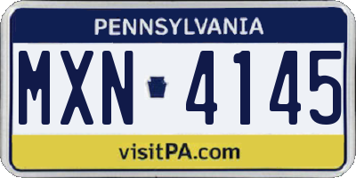 PA license plate MXN4145