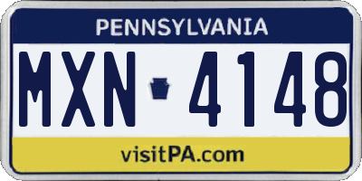 PA license plate MXN4148
