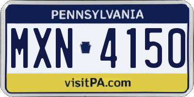 PA license plate MXN4150