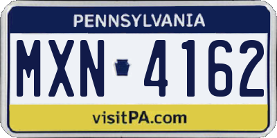 PA license plate MXN4162