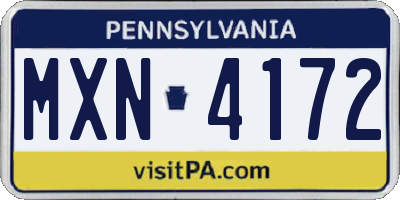 PA license plate MXN4172