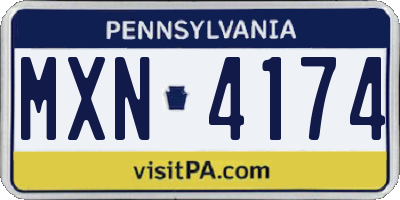 PA license plate MXN4174